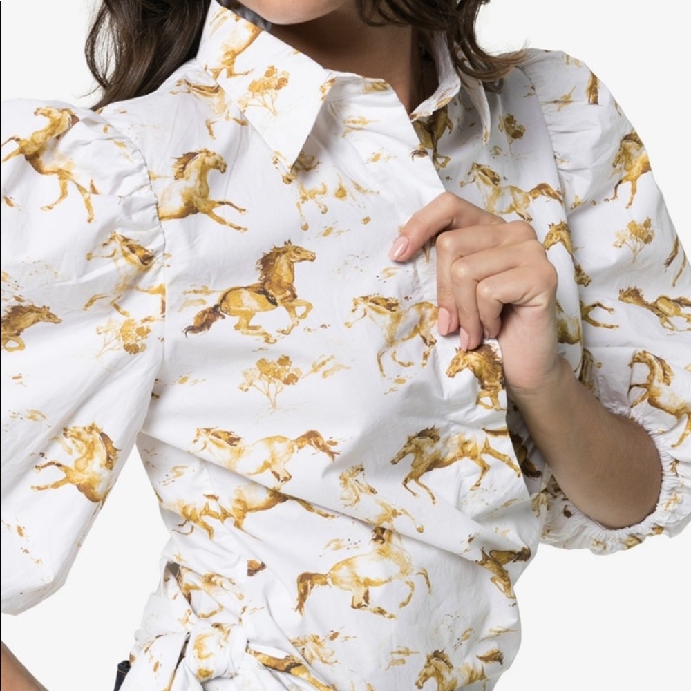 NWT SOLD OUT GANNI WESTON TIE FRONT SHIRT - Picture 2 of 8